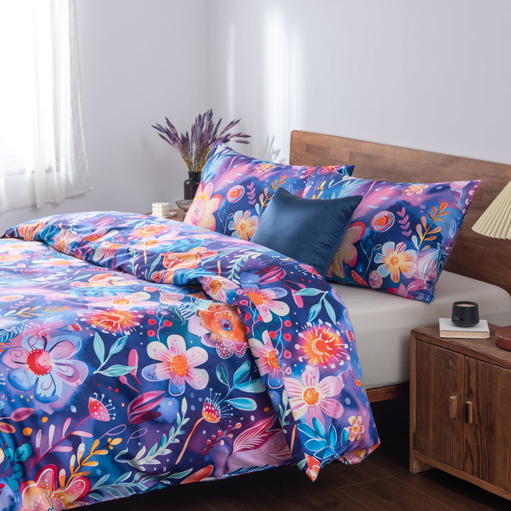 My Linen Midnight Bloom Quilt Cover Set Side | My Linen