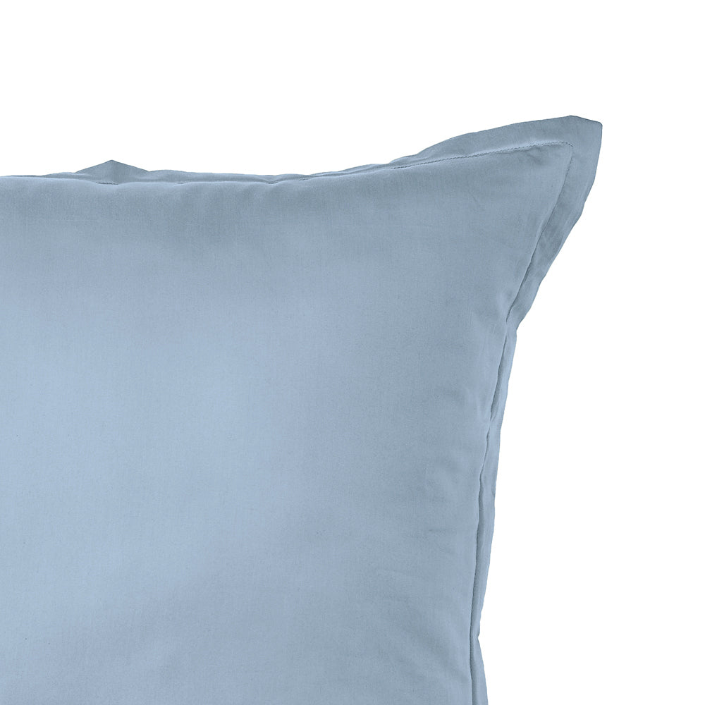 Mia Grace Cotton Percale 300TC Coastal Blue European Pillowcase Closeup | My Linen