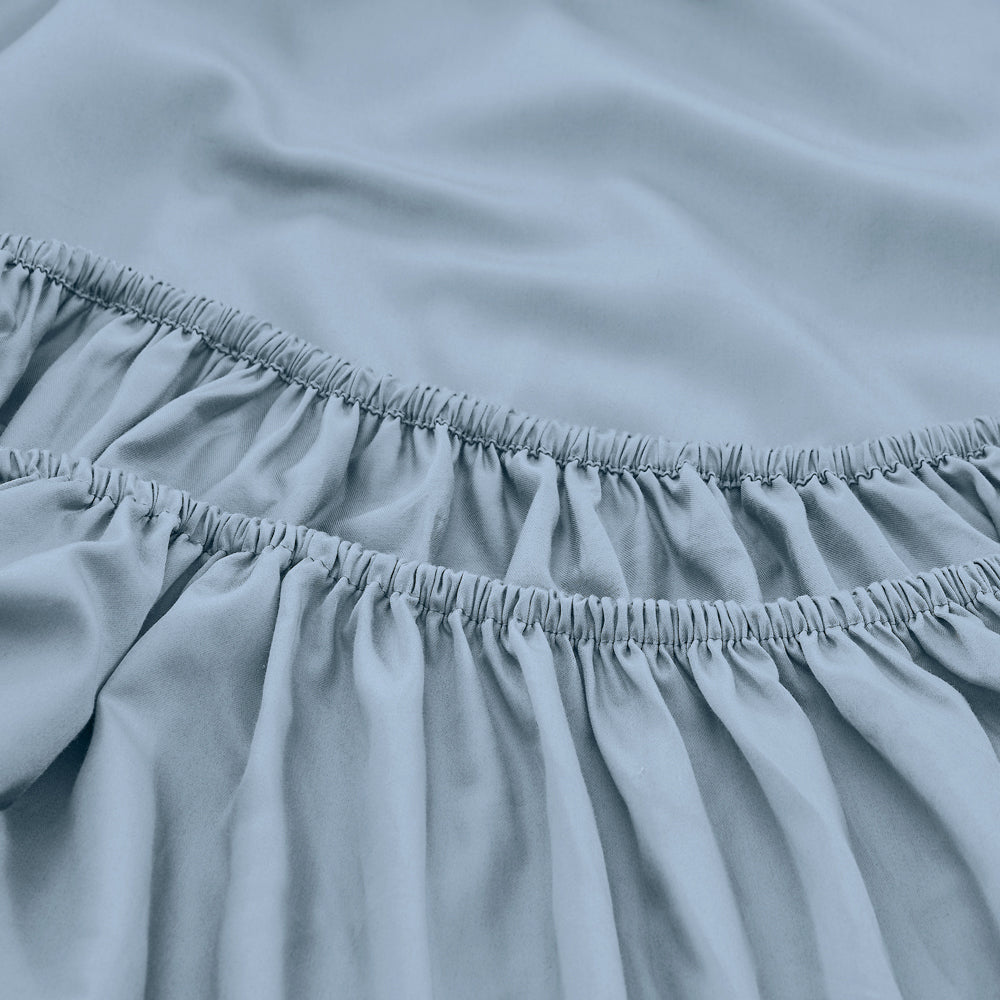 Mia Grace Cotton Percale 300TC Coastal Blue Fitted Combo Detail | My Linen