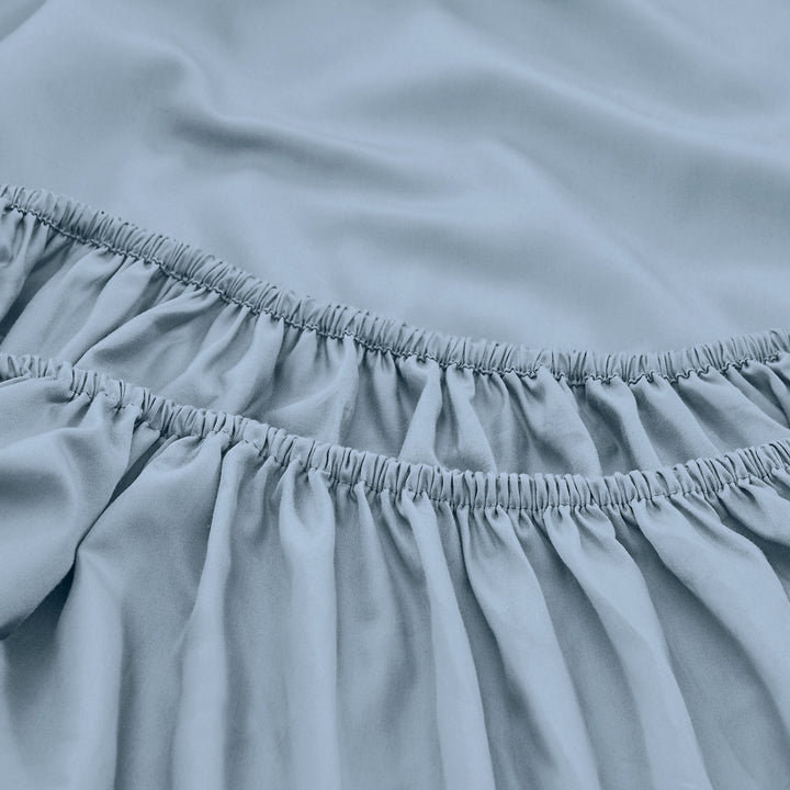 Mia Grace Cotton Percale 300TC Coastal Blue Fitted Combo Detail | My Linen