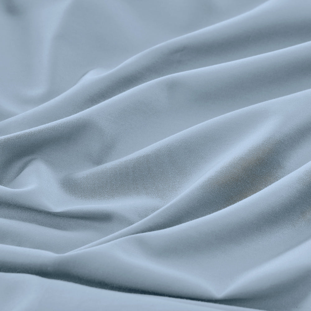 Mia Grace Cotton Percale 300TC Coastal Blue Sheet Set Detail | My Linen