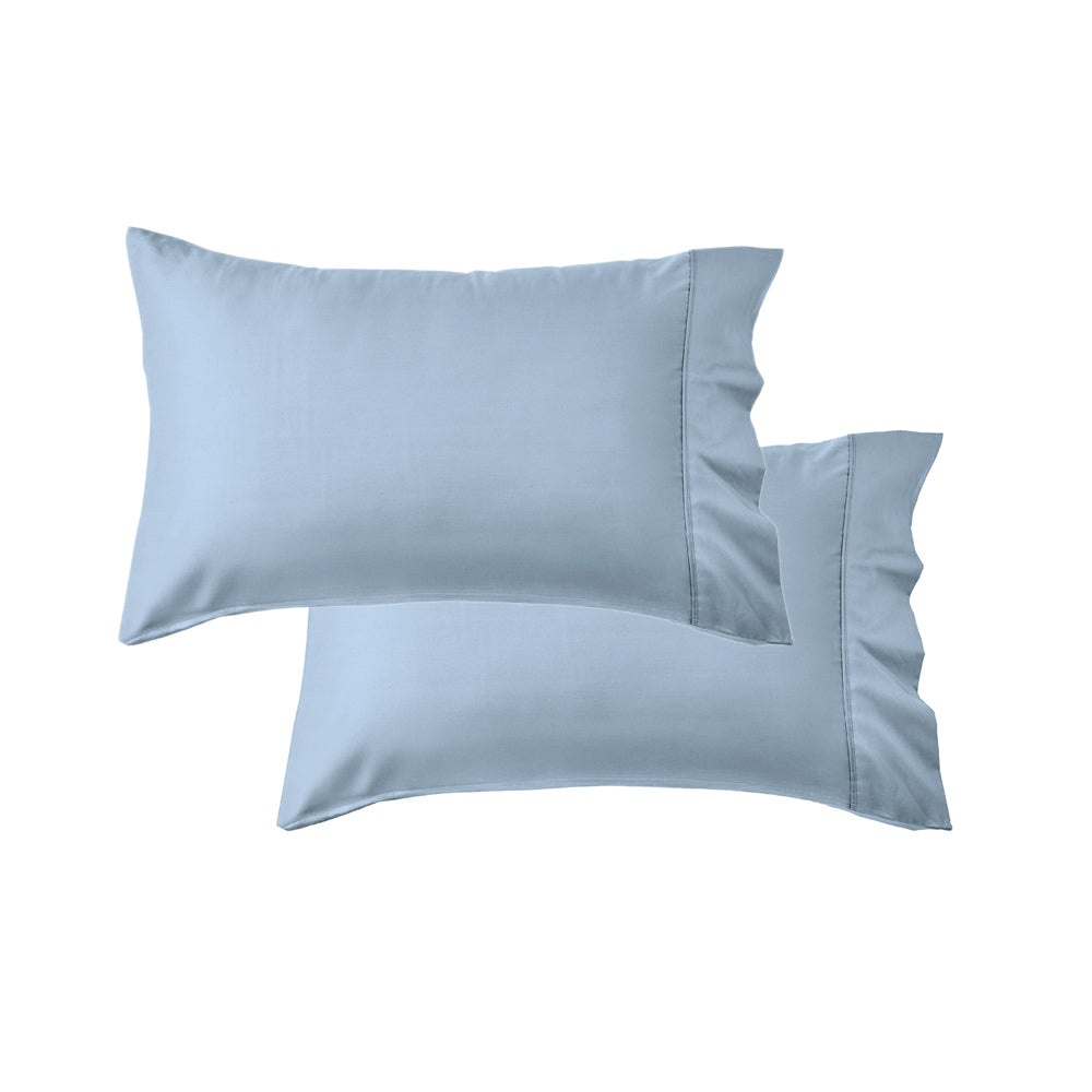 Mia Grace Cotton Percale 300TC Coastal Blue Standard Pillowcase | My Linen
