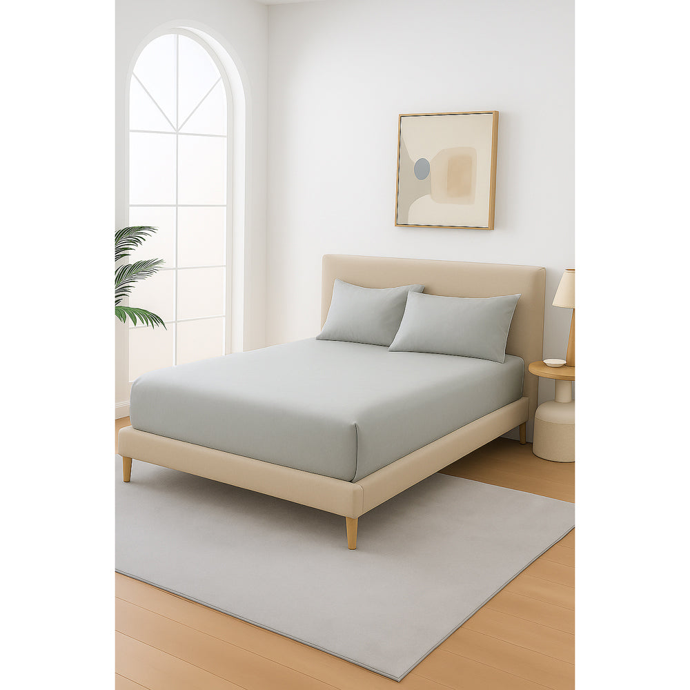 Mia Grace Cotton Percale 300TC Dove Silver Fitted Combo Lifestyle | My Linen