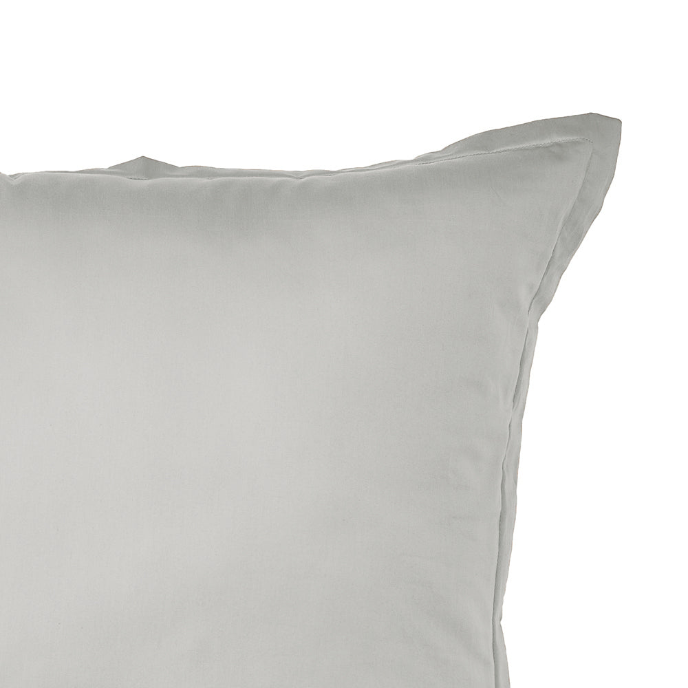 Mia Grace Cotton Percale 300TC Dove Silver European Pillowcase Closeup | My Linen