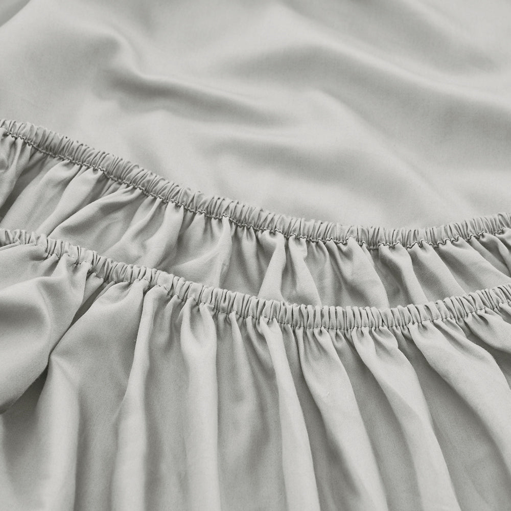 Mia Grace Cotton Percale 300TC Dove Silver Fitted Combo Detail | My Linen