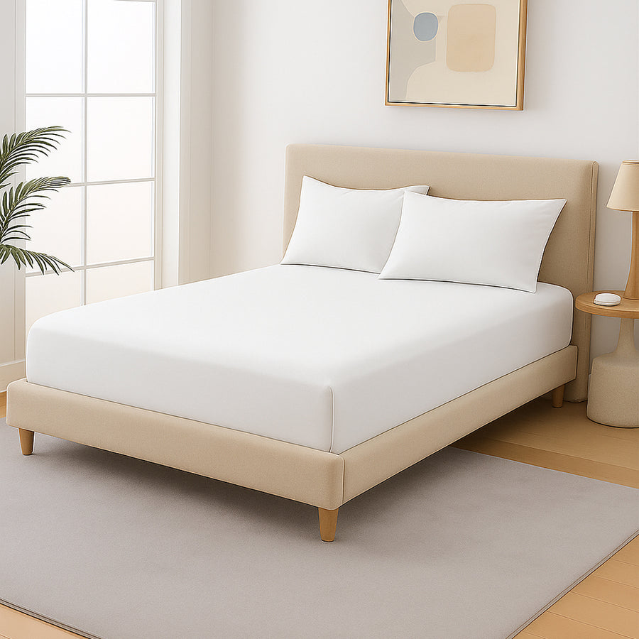 Mia Grace Cotton Percale 300TC Fresh White Fitted Combo | My Linen