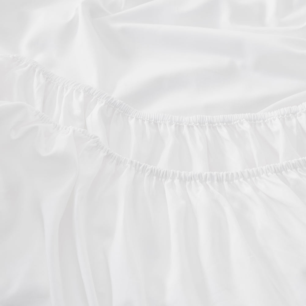 Mia Grace Cotton Percale 300TC Fresh White Fitted Combo Detail | My Linen