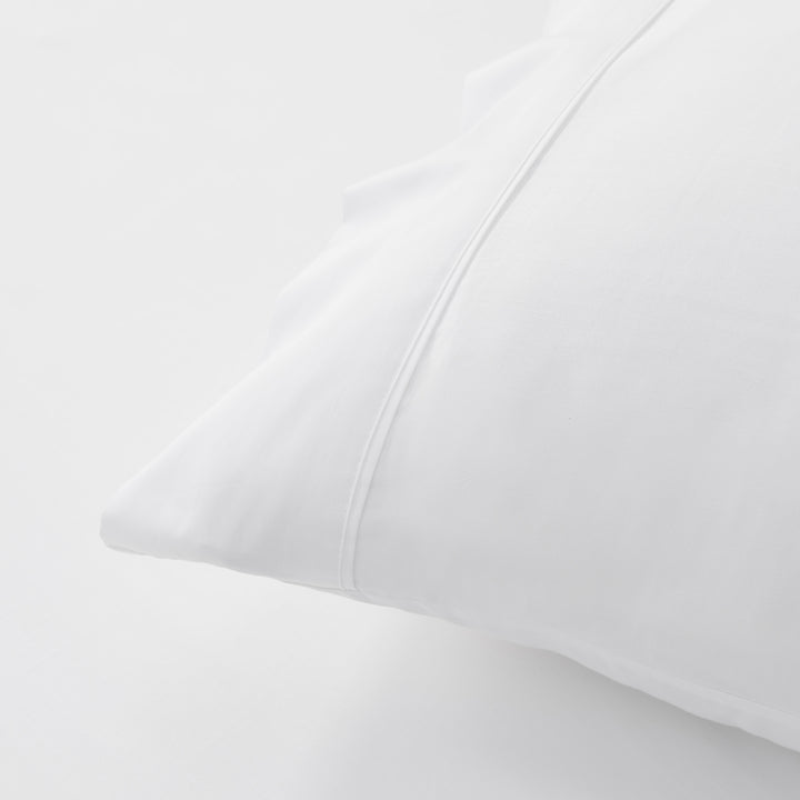 Mia Grace Cotton Percale 300TC Fresh White Standard Pillowcase Closeup | My Linen