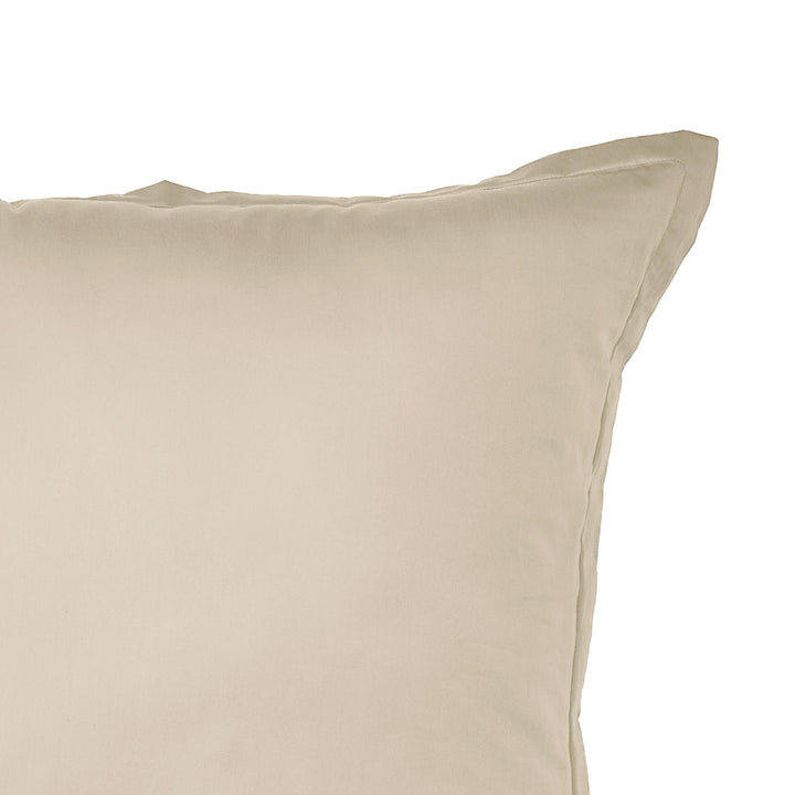 Mia Grace Cotton Percale 300TC Natural Stone European Pillowcase Closeup | My Linen