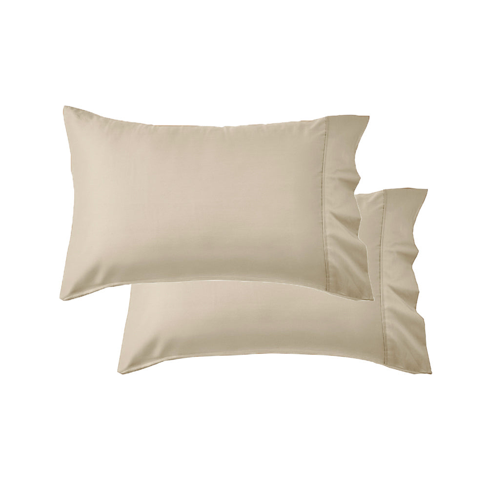 Mia Grace Cotton Percale 300TC Natural Stone Standard Pillowcase | My Linen