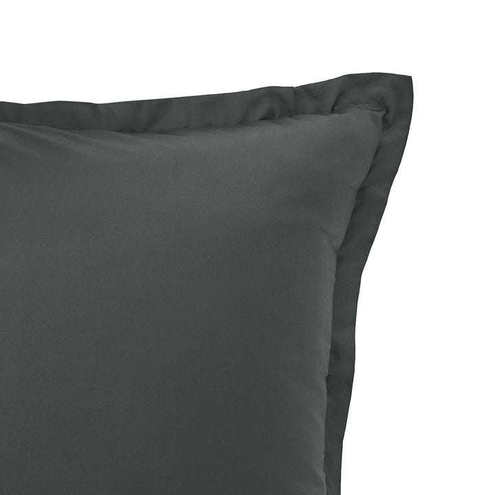 Mia Grace Cotton Percale 300TC Slate Charcoal European Pillowcase Closeup | My Linen