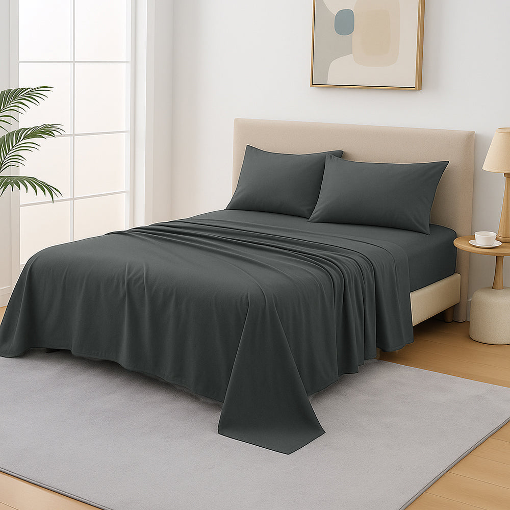 Mia Grace Cotton Percale 300TC Slate Charcoal Sheet Set | My Linen
