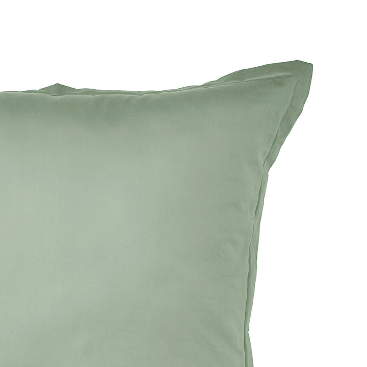 Mia Grace Cotton Percale 300TC Soft Sage European Pillowcase Closeup | My Linen