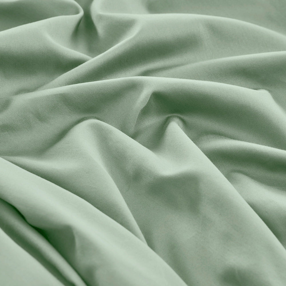 Mia Grace Cotton Percale 300TC Soft Sage Sheet Set Detail | My Linen