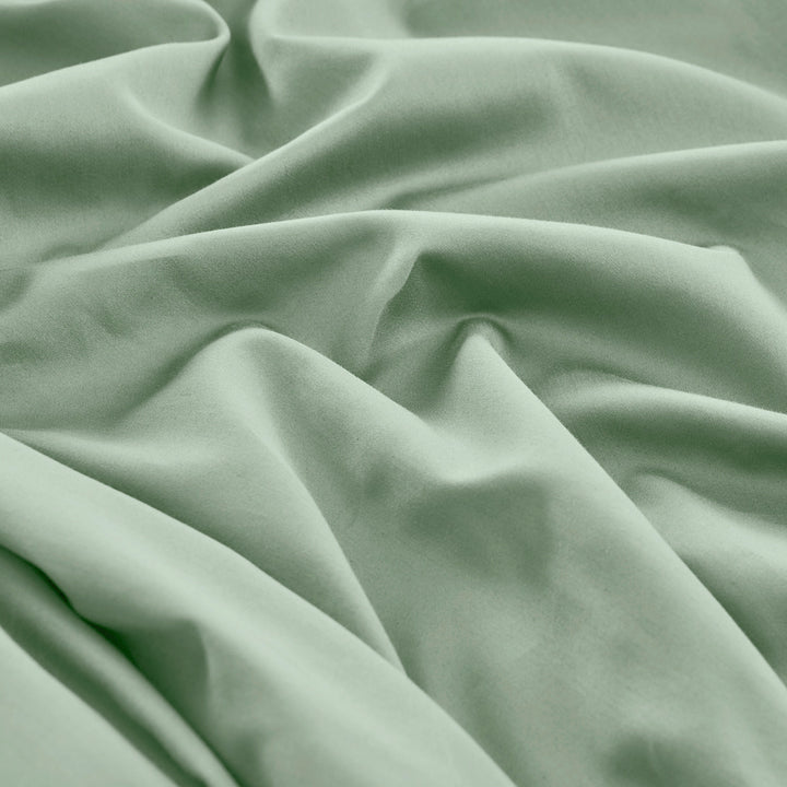 Mia Grace Cotton Percale 300TC Soft Sage Sheet Set Detail | My Linen