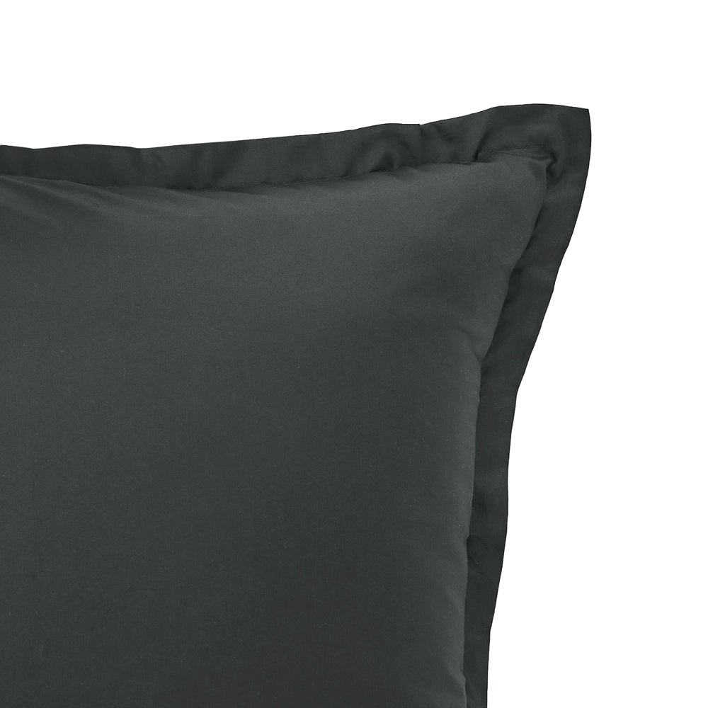 Mia Grace Egyptian Cotton 500TC Ash Charcoal European Pillowcase Closeup | My Linen