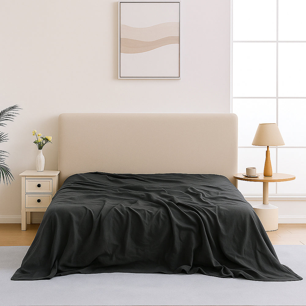 Mia Grace Egyptian Cotton 500TC Ash Charcoal Flat Sheet | My Linen