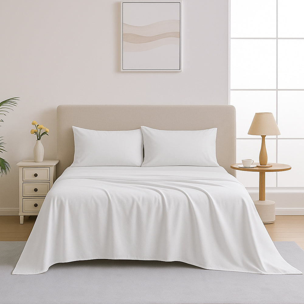 Mia Grace Egyptian Cotton 500TC Cloud White Sheet Set | My Linen