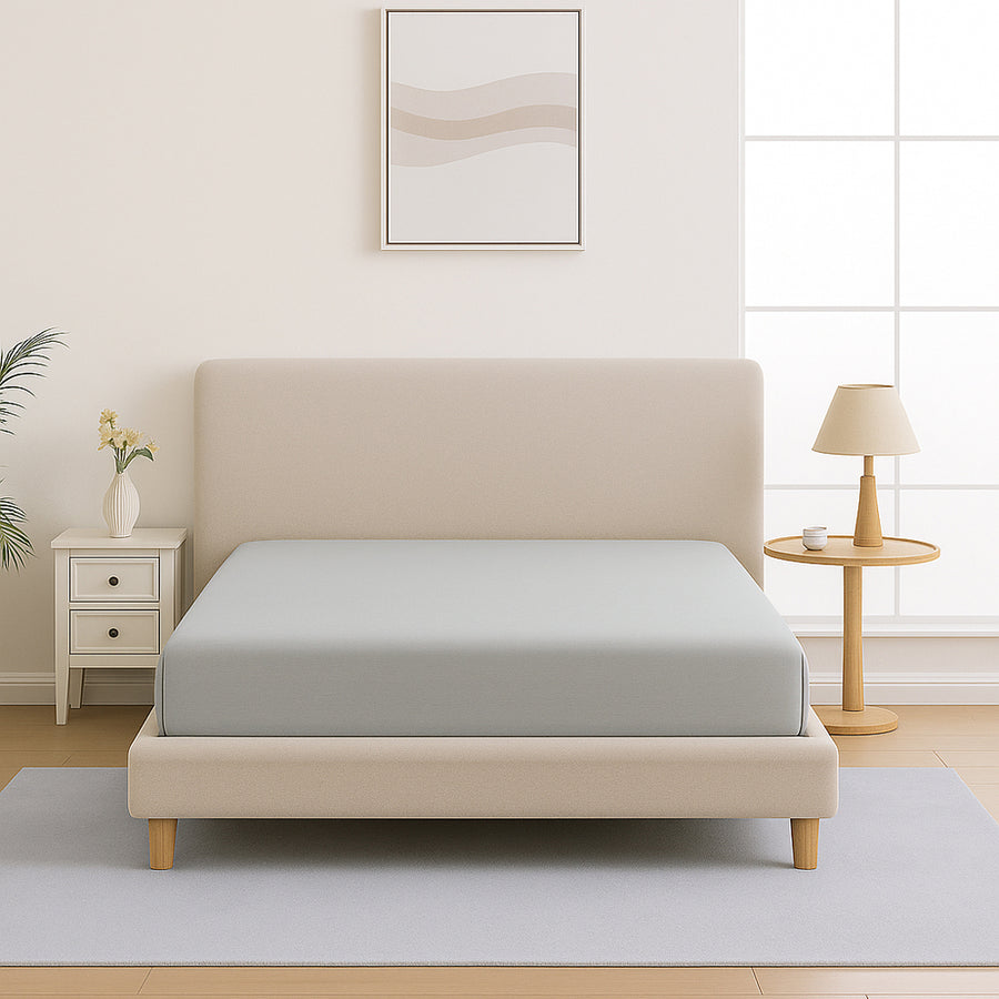 Mia Grace Egyptian Cotton 500TC Drift Silver Fitted Sheet | My Linen