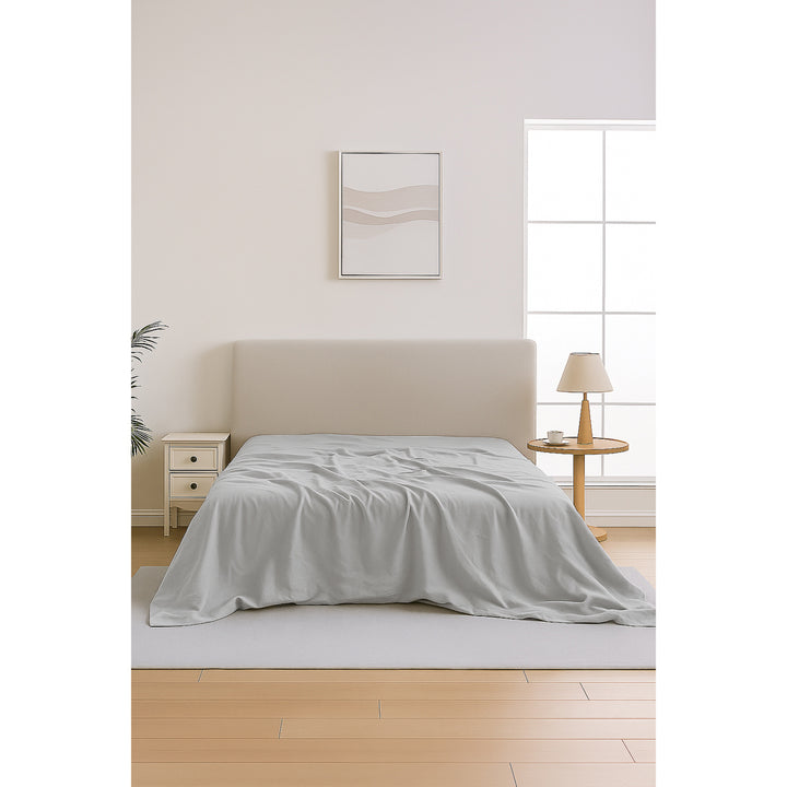 Mia Grace Egyptian Cotton 500TC Drift Silver Flat Sheet Lifestyle | My Linen