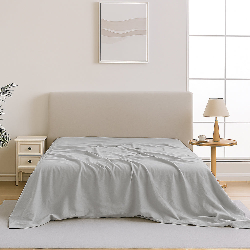 Mia Grace Egyptian Cotton 500TC Drift Silver Flat Sheet | My Linen