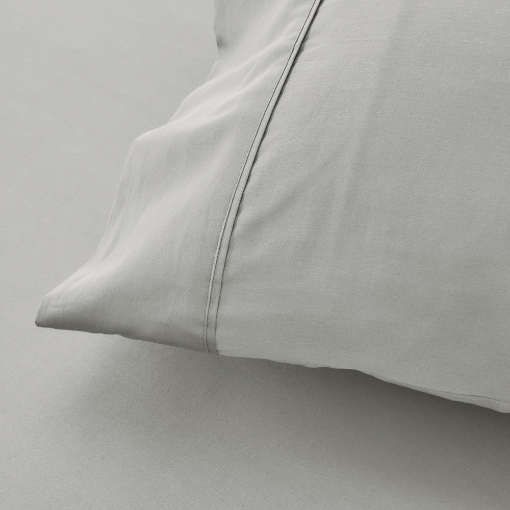 Mia Grace Egyptian Cotton 500TC Drift Silver Standard Pillowcase Closeup | My Linen