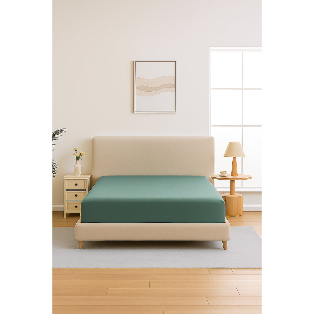 Mia Grace Egyptian Cotton 500TC Green Slate Fitted Sheet Lifestyle | My Linen