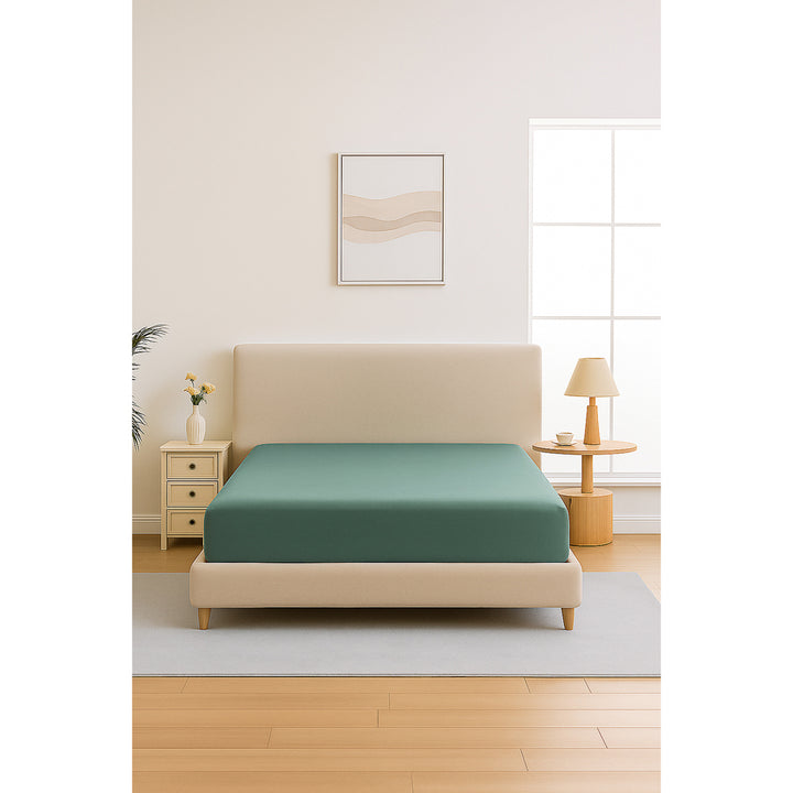 Mia Grace Egyptian Cotton 500TC Green Slate Fitted Sheet Lifestyle | My Linen