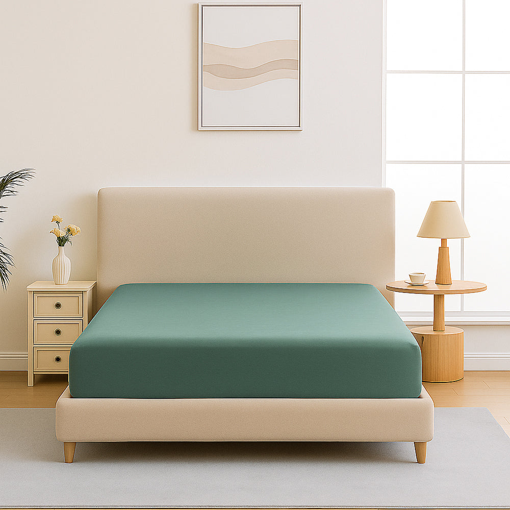 Mia Grace Egyptian Cotton 500TC Green Slate Fitted Sheet | My Linen