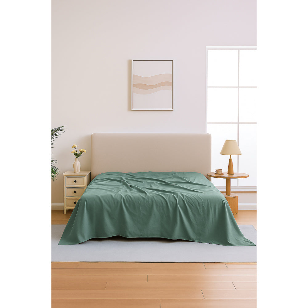 Mia Grace Egyptian Cotton 500TC Green Slate Flat Sheet Lifestyle | My Linen