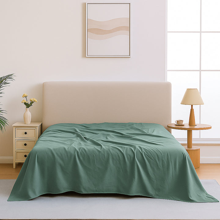 Mia Grace Egyptian Cotton 500TC Green Slate Flat Sheet | My Linen