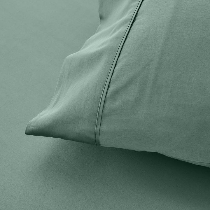 Mia Grace Egyptian Cotton 500TC Green Slate Standard Pillowcase Closeup | My Linen