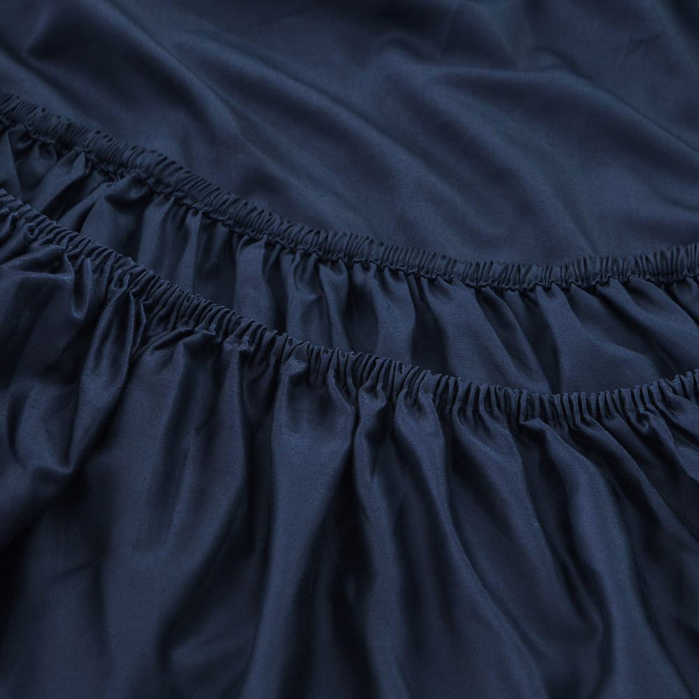 Mia Grace Egyptian Cotton 500TC Harbour Navy Fitted Sheet Detail | My Linen