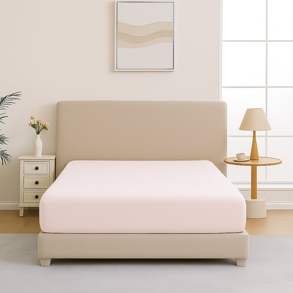 Mia Grace Egyptian Cotton 500TC Petal Pink Fitted Sheet | My Linen
