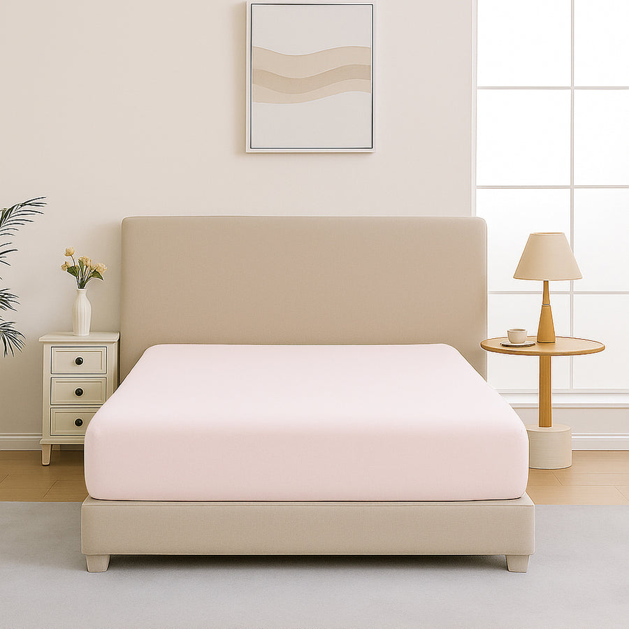 Mia Grace Egyptian Cotton 500TC Petal Pink Fitted Sheet | My Linen