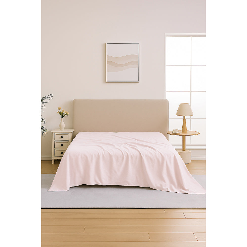Mia Grace Egyptian Cotton 500TC Petal Pink Flat Sheet Lifestyle | My Linen