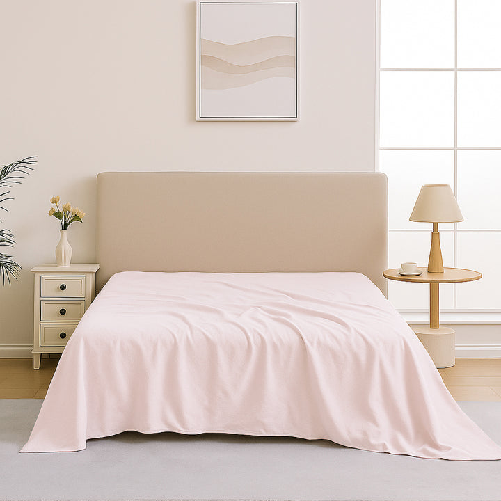 Mia Grace Egyptian Cotton 500TC Petal Pink Flat Sheet | My Linen