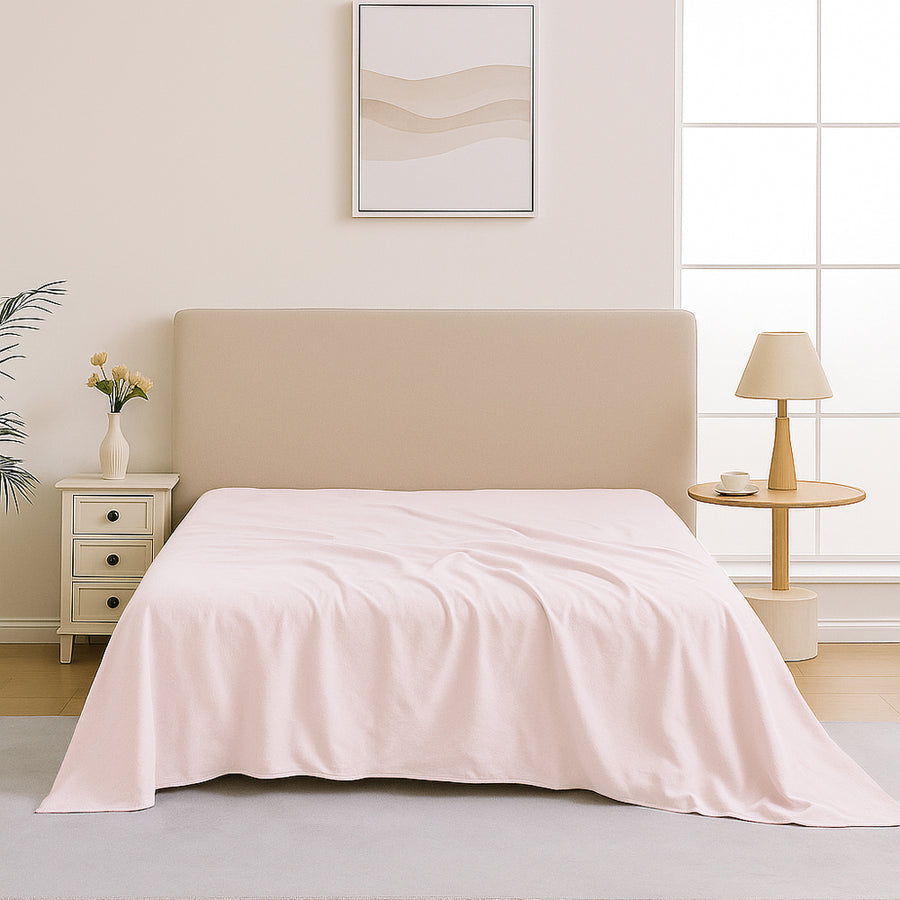 Mia Grace Egyptian Cotton 500TC Petal Pink Flat Sheet | My Linen