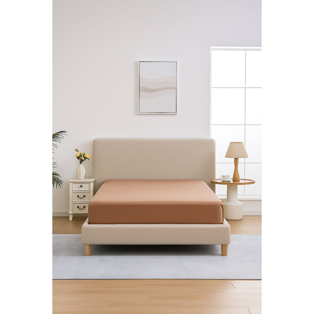 Mia Grace Egyptian Cotton 500TC River Clay Fitted Sheet Lifestyle | My Linen