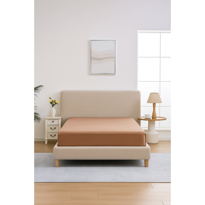 Mia Grace Egyptian Cotton 500TC River Clay Fitted Sheet Lifestyle | My Linen