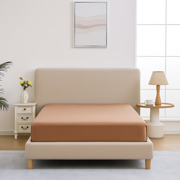 Mia Grace Egyptian Cotton 500TC River Clay Fitted Sheet | My Linen