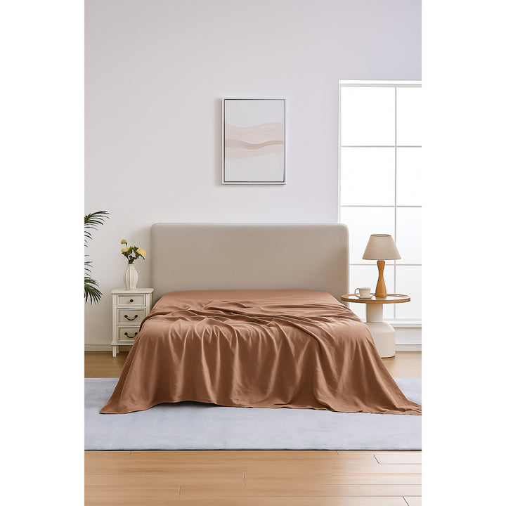 Mia Grace Egyptian Cotton 500TC River Clay Flat Sheet Lifestyle | My Linen