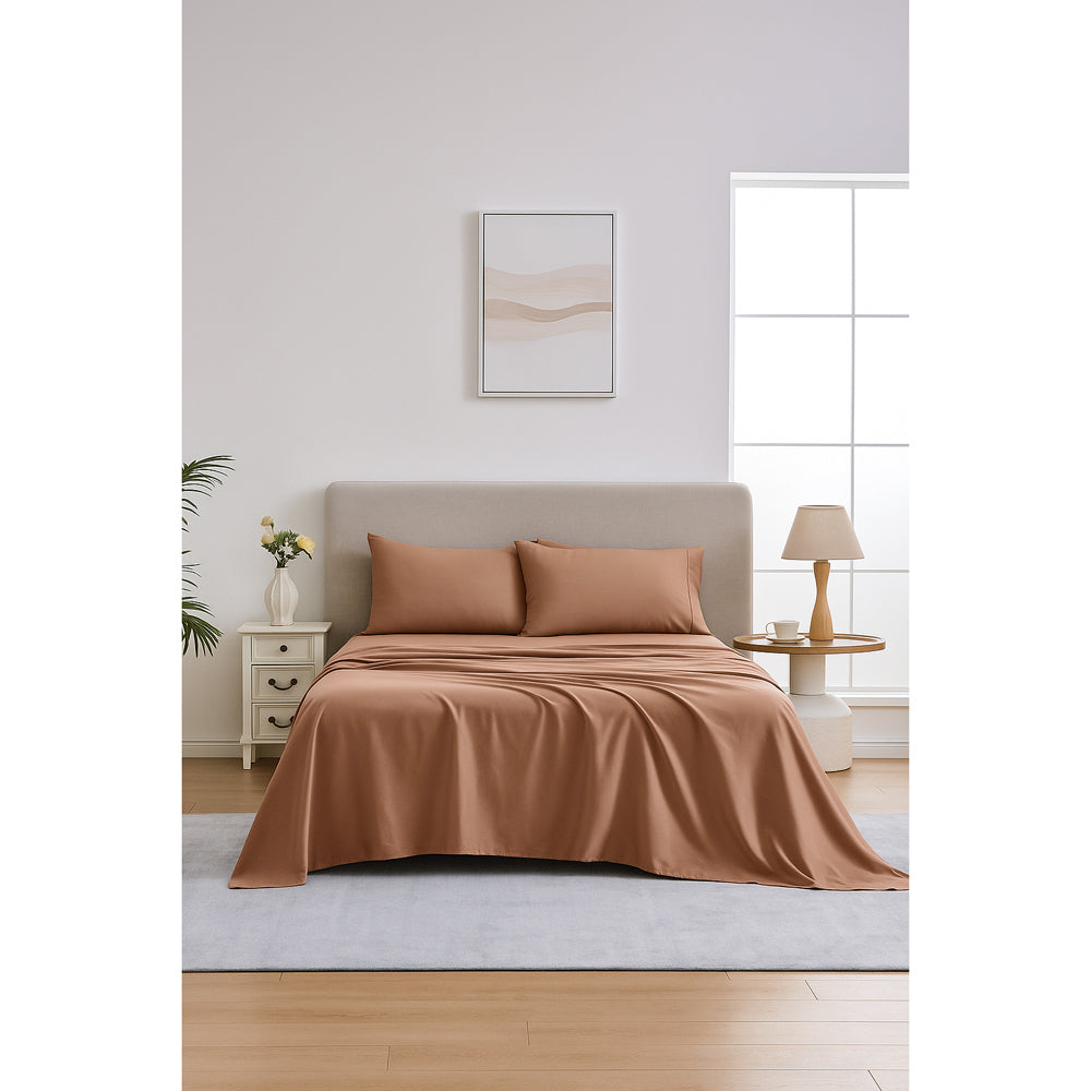 Mia Grace Egyptian Cotton 500TC River Clay Sheet Set Lifestyle | My Linen