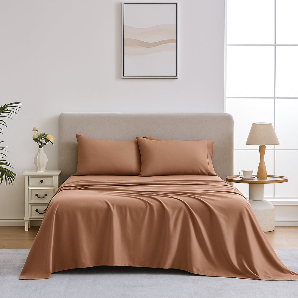 Mia Grace Egyptian Cotton 500TC River Clay Sheet Set | My Linen