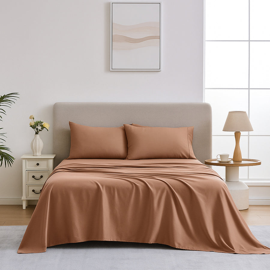 Mia Grace Egyptian Cotton 500TC River Clay Sheet Set | My Linen
