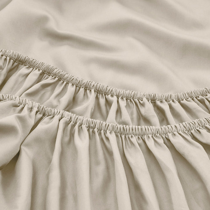 Mia Grace Egyptian Cotton 500TC Stone Taupe Fitted Sheet Detail | My Linen