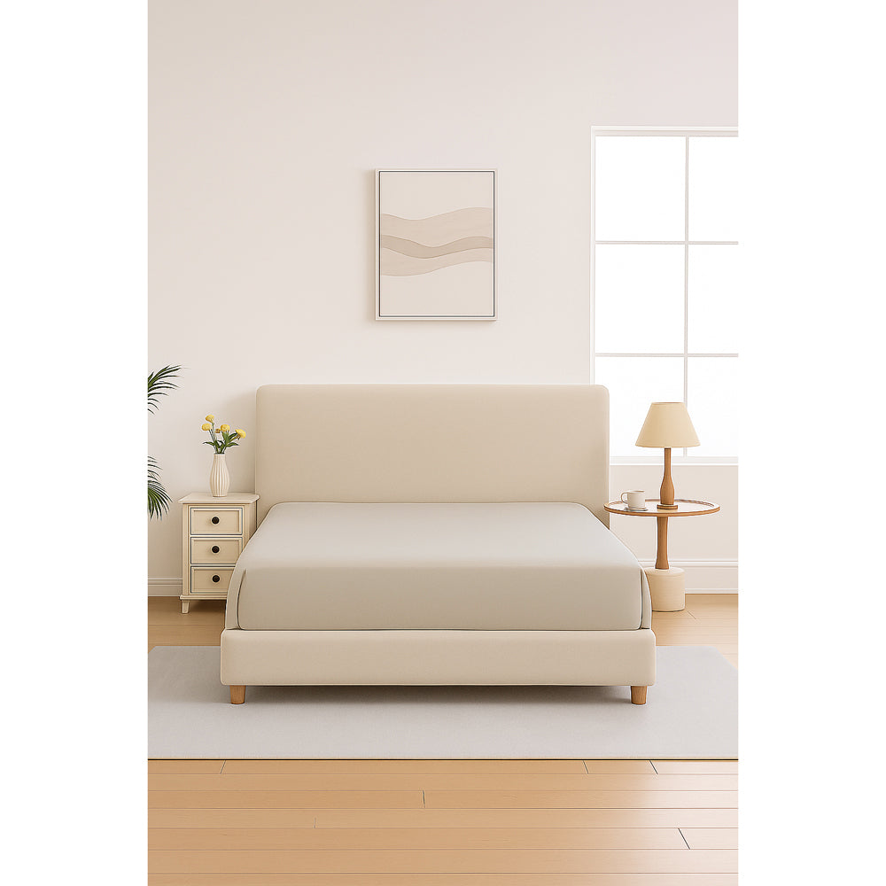 Mia Grace Egyptian Cotton 500TC Stone Taupe Fitted Sheet Lifestyle | My Linen