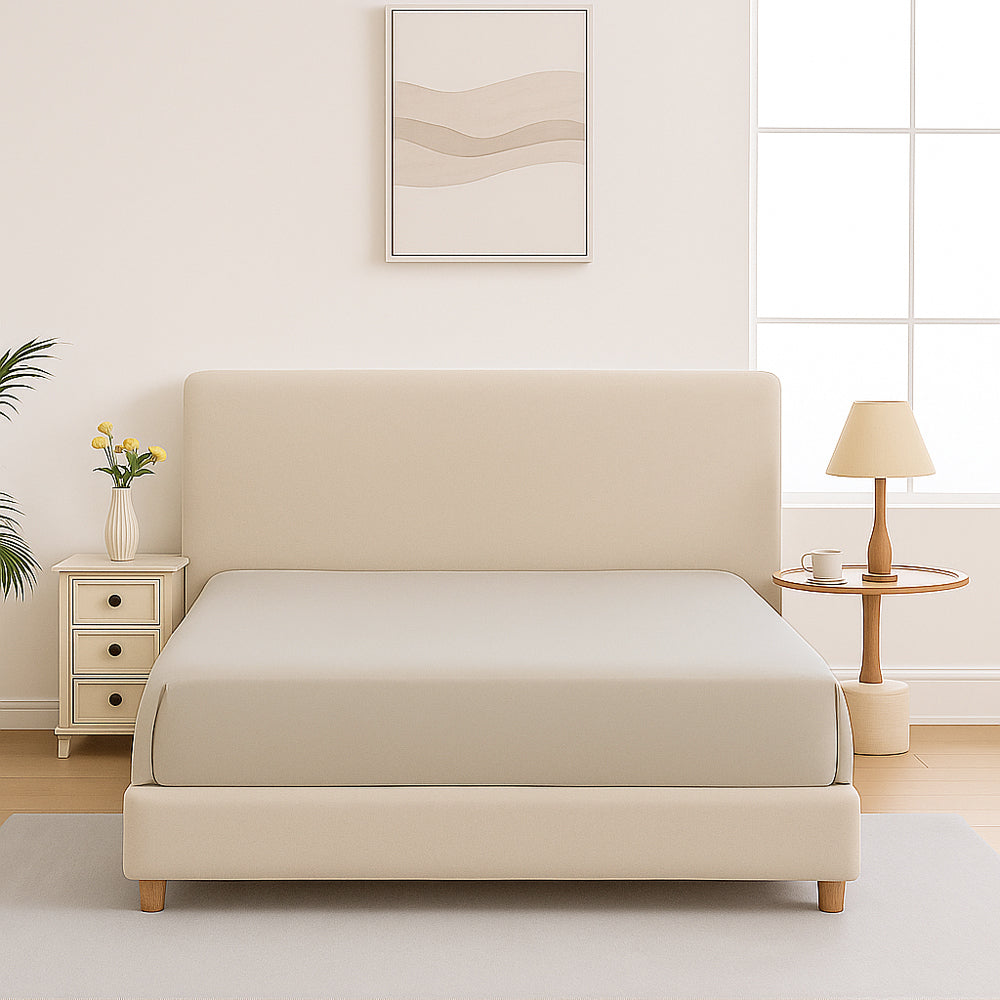 Mia Grace Egyptian Cotton 500TC Stone Taupe Fitted Sheet | My Linen