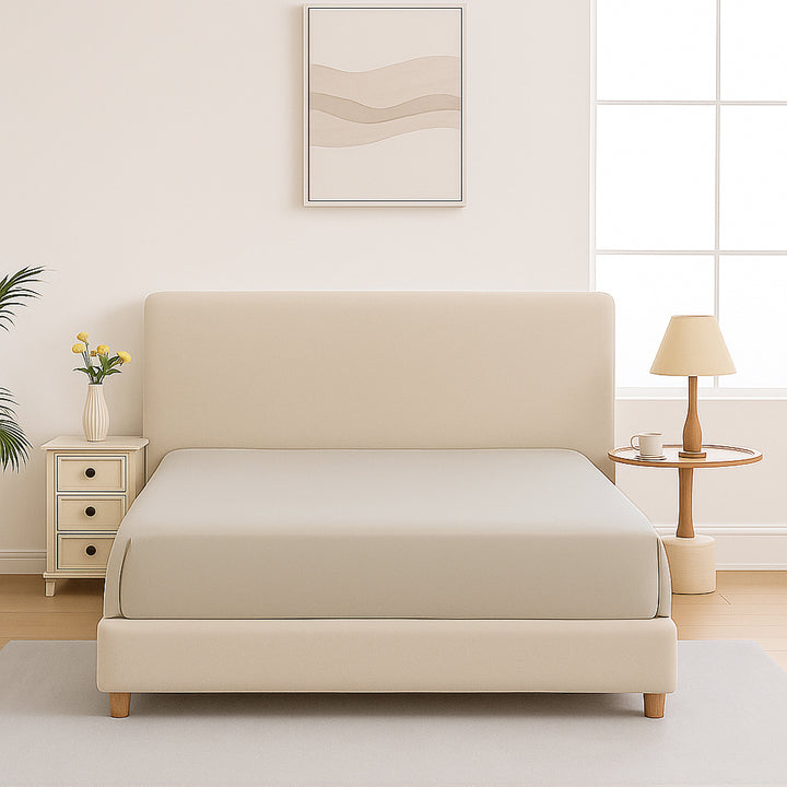 Mia Grace Egyptian Cotton 500TC Stone Taupe Fitted Sheet | My Linen