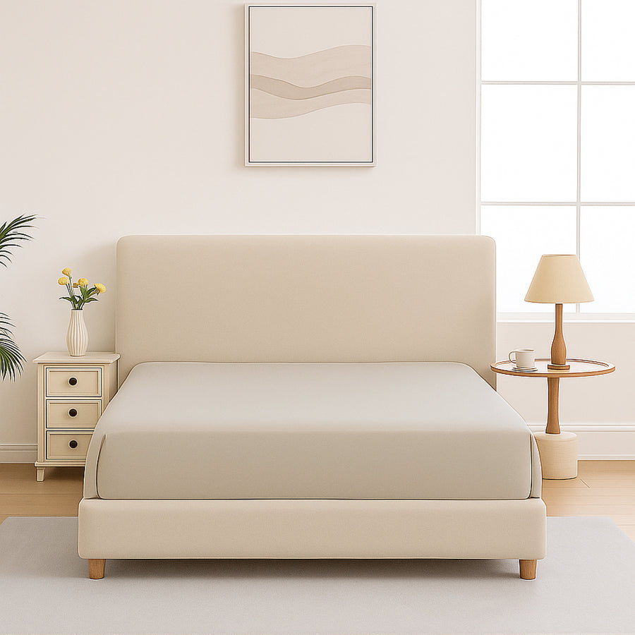 Mia Grace Egyptian Cotton 500TC Stone Taupe Fitted Sheet | My Linen